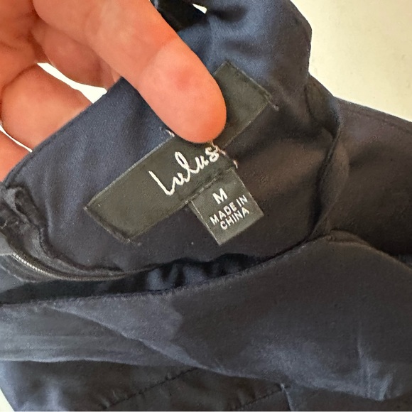 Lulus NavyBlue Broadway Show High-Low MidWeight Taffeta Construction Gown NWOT M - Picture 8 of 16